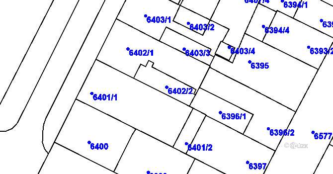 Parcela st. 6402/2 v KÚ Plzeň, Katastrální mapa