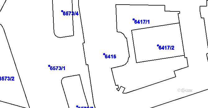 Parcela st. 6416 v KÚ Plzeň, Katastrální mapa