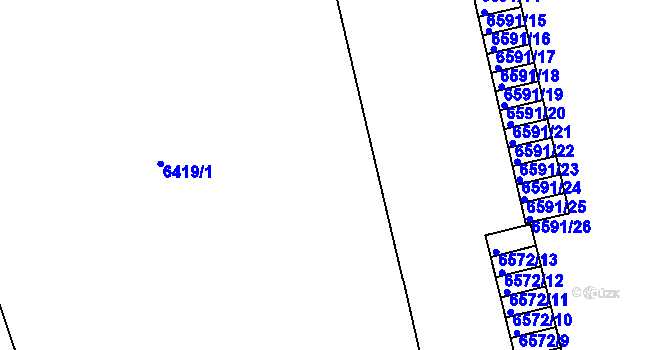 Parcela st. 6419/7 v KÚ Plzeň, Katastrální mapa