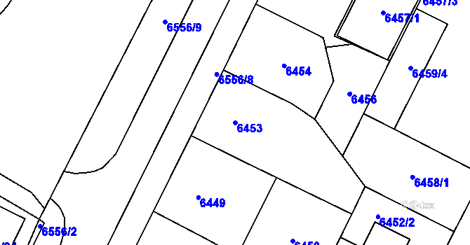 Parcela st. 6453 v KÚ Plzeň, Katastrální mapa