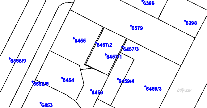 Parcela st. 6457 v KÚ Plzeň, Katastrální mapa