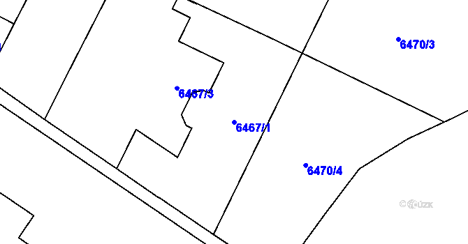 Parcela st. 6467/1 v KÚ Plzeň, Katastrální mapa