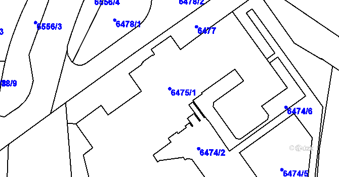 Parcela st. 6475/1 v KÚ Plzeň, Katastrální mapa