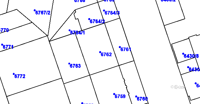 Parcela st. 6762 v KÚ Plzeň, Katastrální mapa