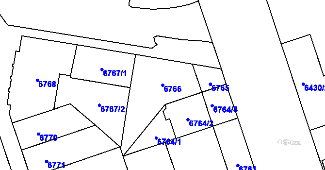 Parcela st. 6766 v KÚ Plzeň, Katastrální mapa