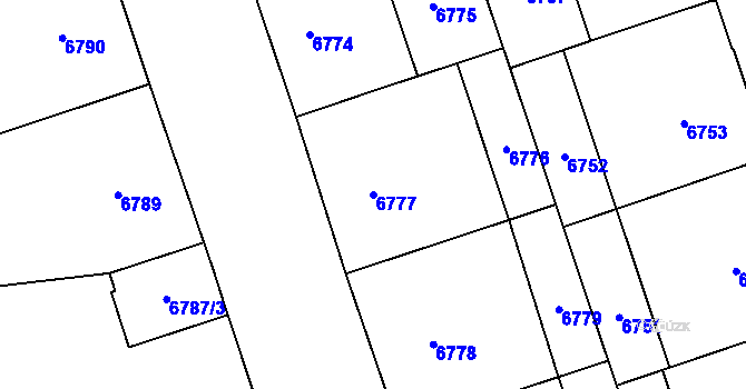 Parcela st. 6777 v KÚ Plzeň, Katastrální mapa
