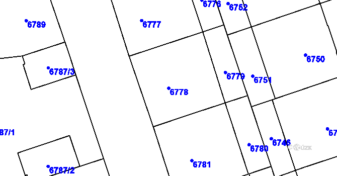 Parcela st. 6778 v KÚ Plzeň, Katastrální mapa