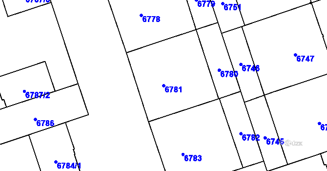 Parcela st. 6781 v KÚ Plzeň, Katastrální mapa