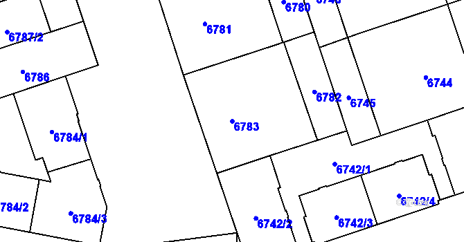 Parcela st. 6783 v KÚ Plzeň, Katastrální mapa