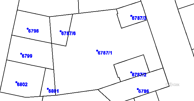 Parcela st. 6787/1 v KÚ Plzeň, Katastrální mapa