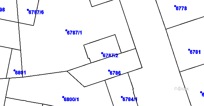 Parcela st. 6787/2 v KÚ Plzeň, Katastrální mapa