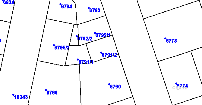 Parcela st. 6791/2 v KÚ Plzeň, Katastrální mapa