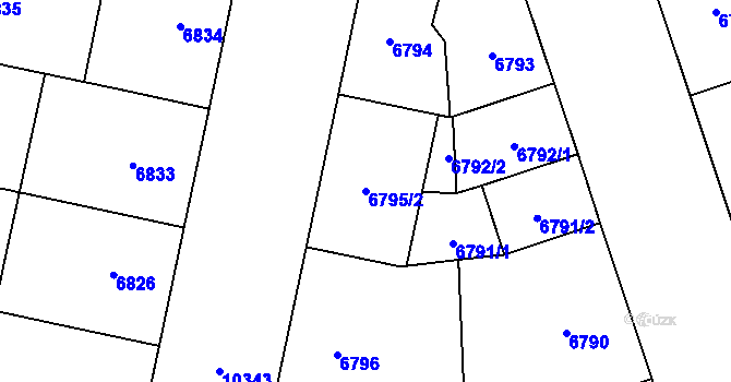 Parcela st. 6795/2 v KÚ Plzeň, Katastrální mapa