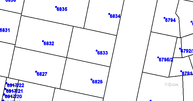 Parcela st. 6833 v KÚ Plzeň, Katastrální mapa