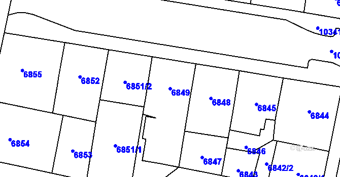 Parcela st. 6849 v KÚ Plzeň, Katastrální mapa