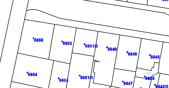 Parcela st. 6851/2 v KÚ Plzeň, Katastrální mapa