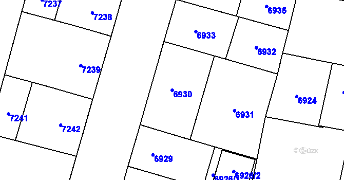 Parcela st. 6930 v KÚ Plzeň, Katastrální mapa