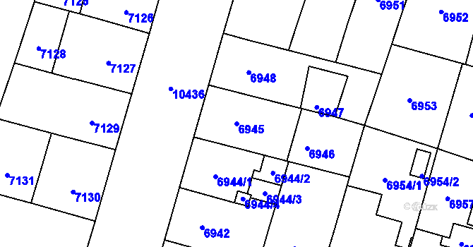 Parcela st. 6945 v KÚ Plzeň, Katastrální mapa