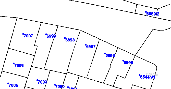 Parcela st. 6997 v KÚ Plzeň, Katastrální mapa