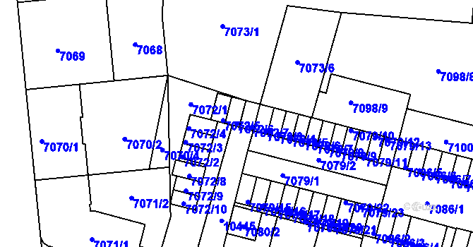 Parcela st. 7072/6 v KÚ Plzeň, Katastrální mapa