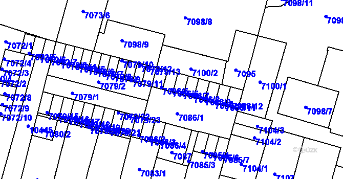 Parcela st. 7086/6 v KÚ Plzeň, Katastrální mapa