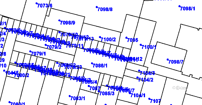 Parcela st. 7086/8 v KÚ Plzeň, Katastrální mapa