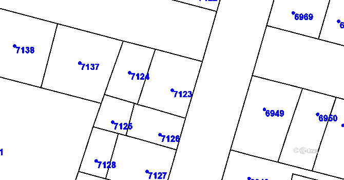 Parcela st. 7123 v KÚ Plzeň, Katastrální mapa