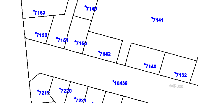 Parcela st. 7142 v KÚ Plzeň, Katastrální mapa