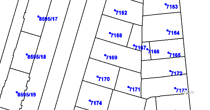 Parcela st. 7169 v KÚ Plzeň, Katastrální mapa