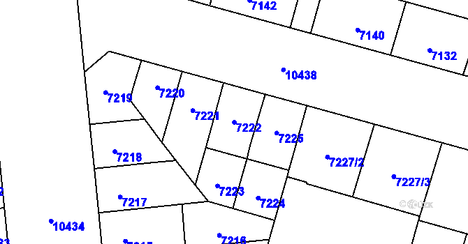 Parcela st. 7222 v KÚ Plzeň, Katastrální mapa