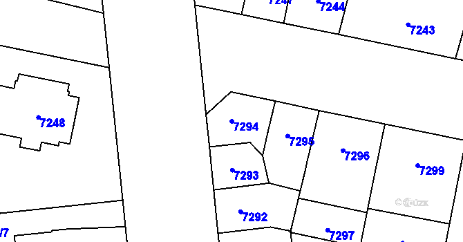 Parcela st. 7294 v KÚ Plzeň, Katastrální mapa