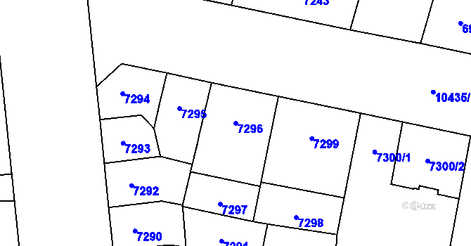 Parcela st. 7296 v KÚ Plzeň, Katastrální mapa