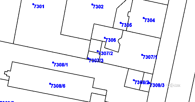 Parcela st. 7307/2 v KÚ Plzeň, Katastrální mapa