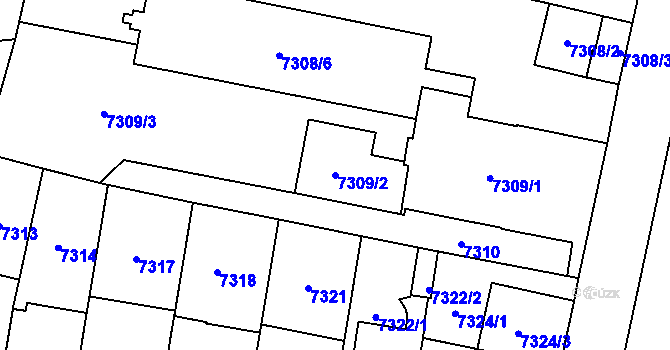 Parcela st. 7309/2 v KÚ Plzeň, Katastrální mapa