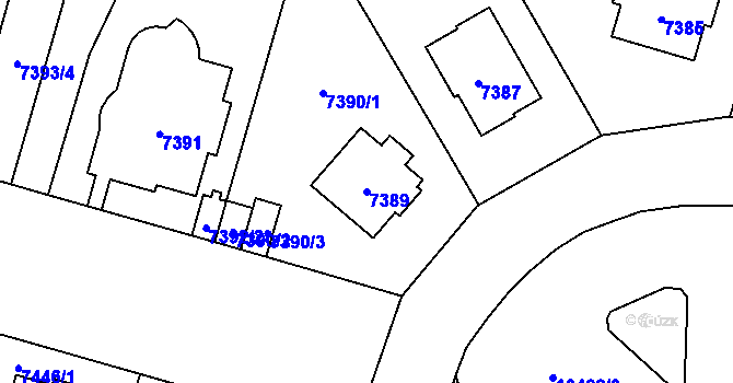 Parcela st. 7389 v KÚ Plzeň, Katastrální mapa