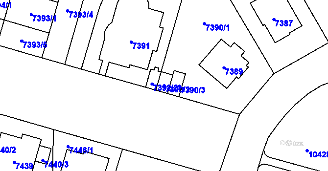 Parcela st. 7390/2 v KÚ Plzeň, Katastrální mapa
