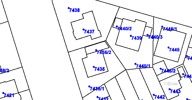 Parcela st. 7436/2 v KÚ Plzeň, Katastrální mapa