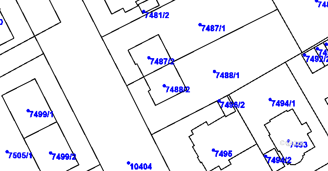 Parcela st. 7488/2 v KÚ Plzeň, Katastrální mapa