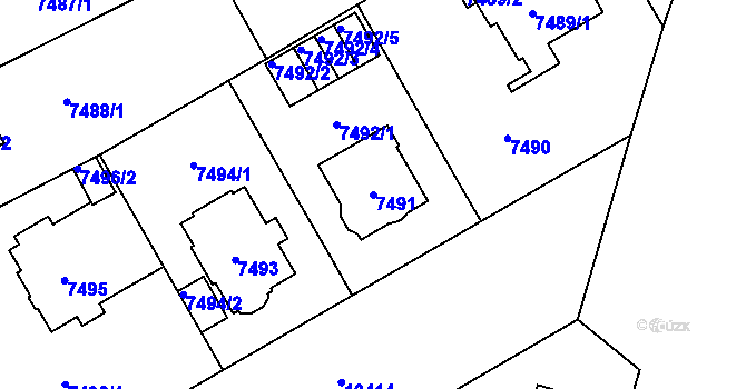 Parcela st. 7491 v KÚ Plzeň, Katastrální mapa