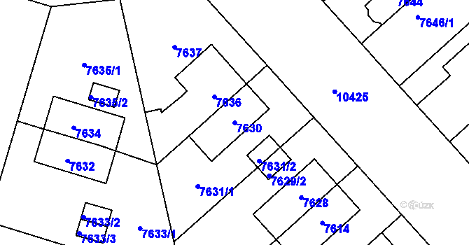 Parcela st. 7630 v KÚ Plzeň, Katastrální mapa