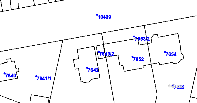 Parcela st. 7643/2 v KÚ Plzeň, Katastrální mapa