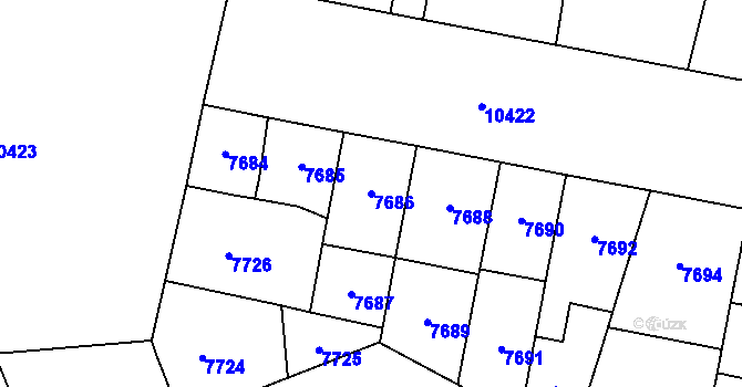 Parcela st. 7686 v KÚ Plzeň, Katastrální mapa