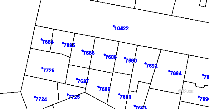 Parcela st. 7688 v KÚ Plzeň, Katastrální mapa