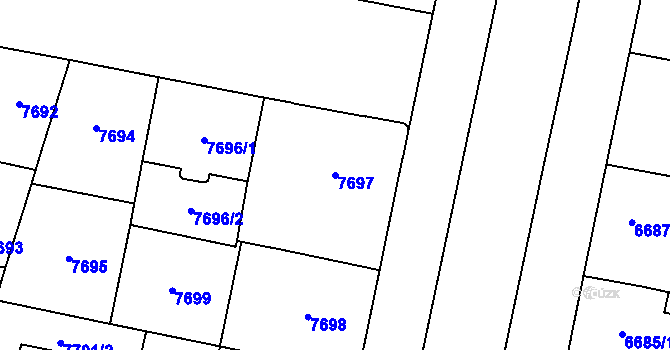 Parcela st. 7697 v KÚ Plzeň, Katastrální mapa