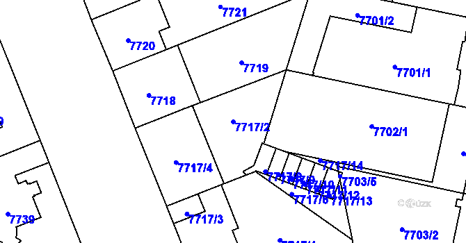 Parcela st. 7717/2 v KÚ Plzeň, Katastrální mapa
