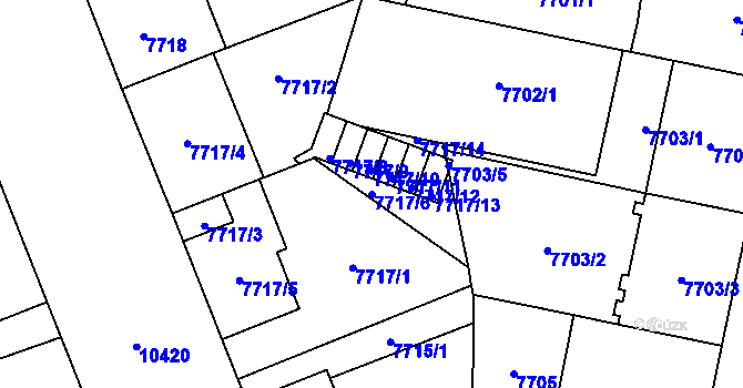 Parcela st. 7717/6 v KÚ Plzeň, Katastrální mapa