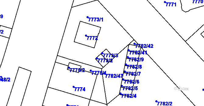 Parcela st. 7773/3 v KÚ Plzeň, Katastrální mapa
