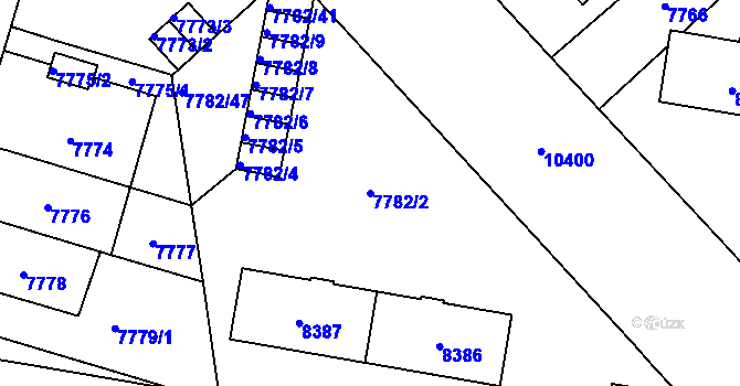 Parcela st. 7782/2 v KÚ Plzeň, Katastrální mapa