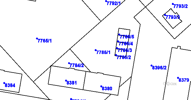Parcela st. 7786/1 v KÚ Plzeň, Katastrální mapa