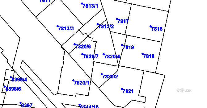 Parcela st. 7820/4 v KÚ Plzeň, Katastrální mapa